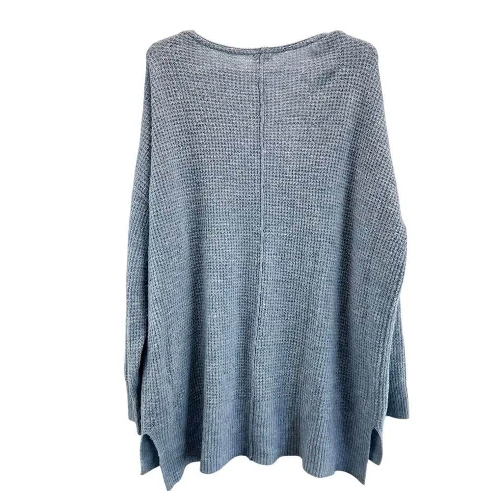 Intimately Free People C.O.Z.Y. Waffle Knit Sweater Soft Oversized Blue XS/S
